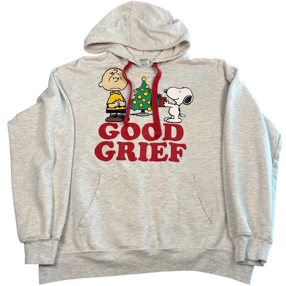 Peanuts Good Grief Charlie Brown Snoopy Christmas Hoodie Youth XL 15-17